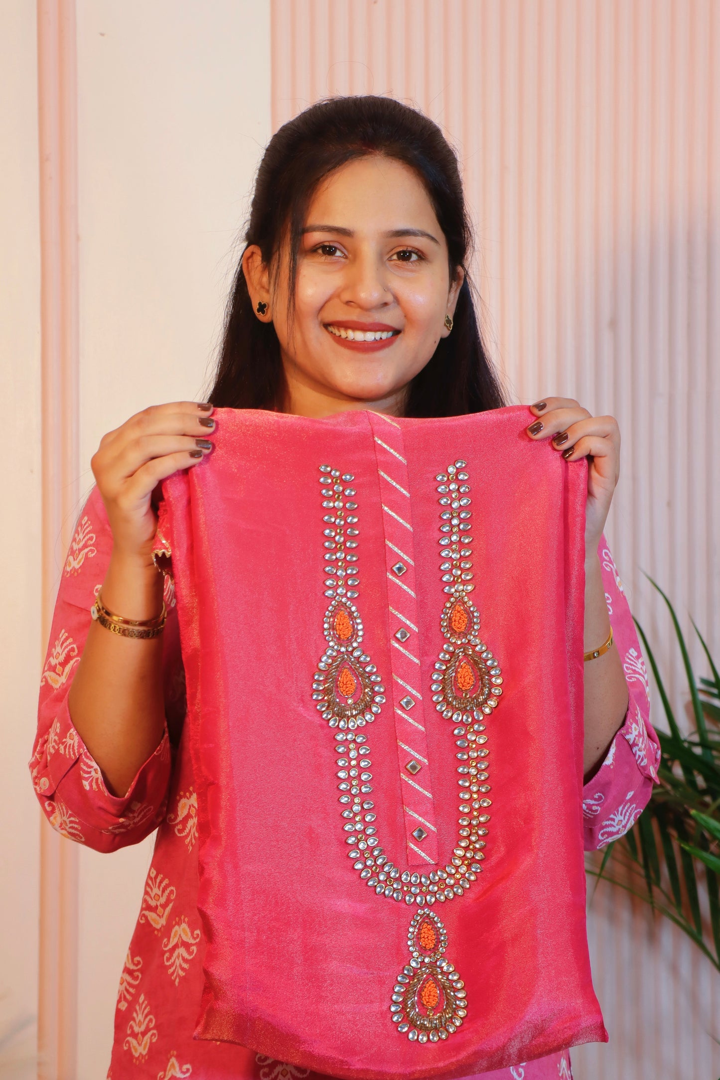 Unstitched Suit Set in Pink