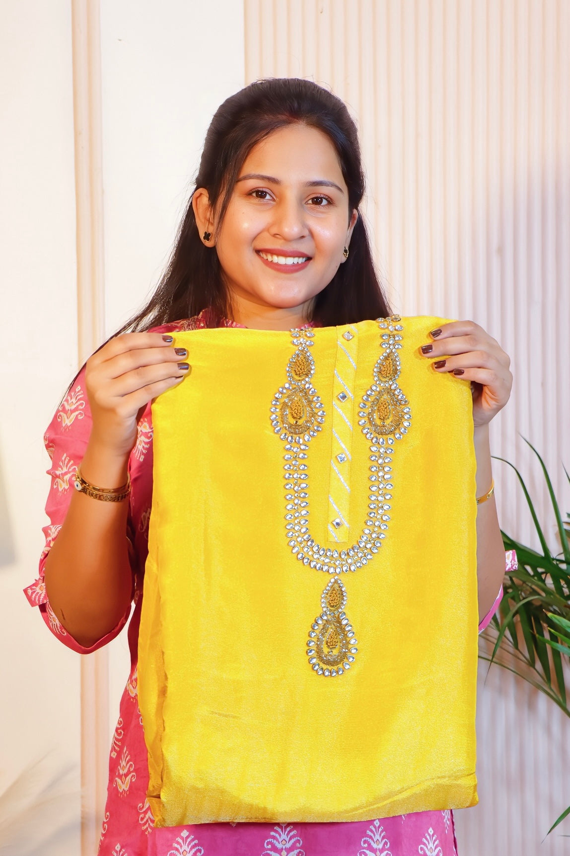 Unstitched Suit set in Mustard Yellow