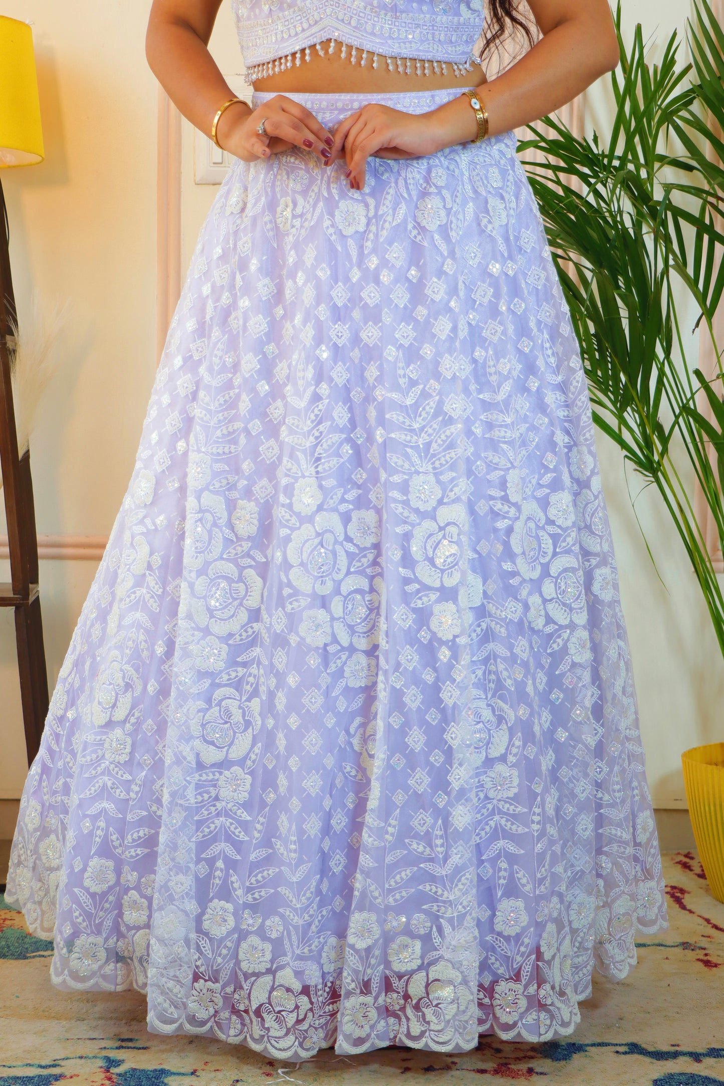 Lilac Lavender Crop Top Lehenga