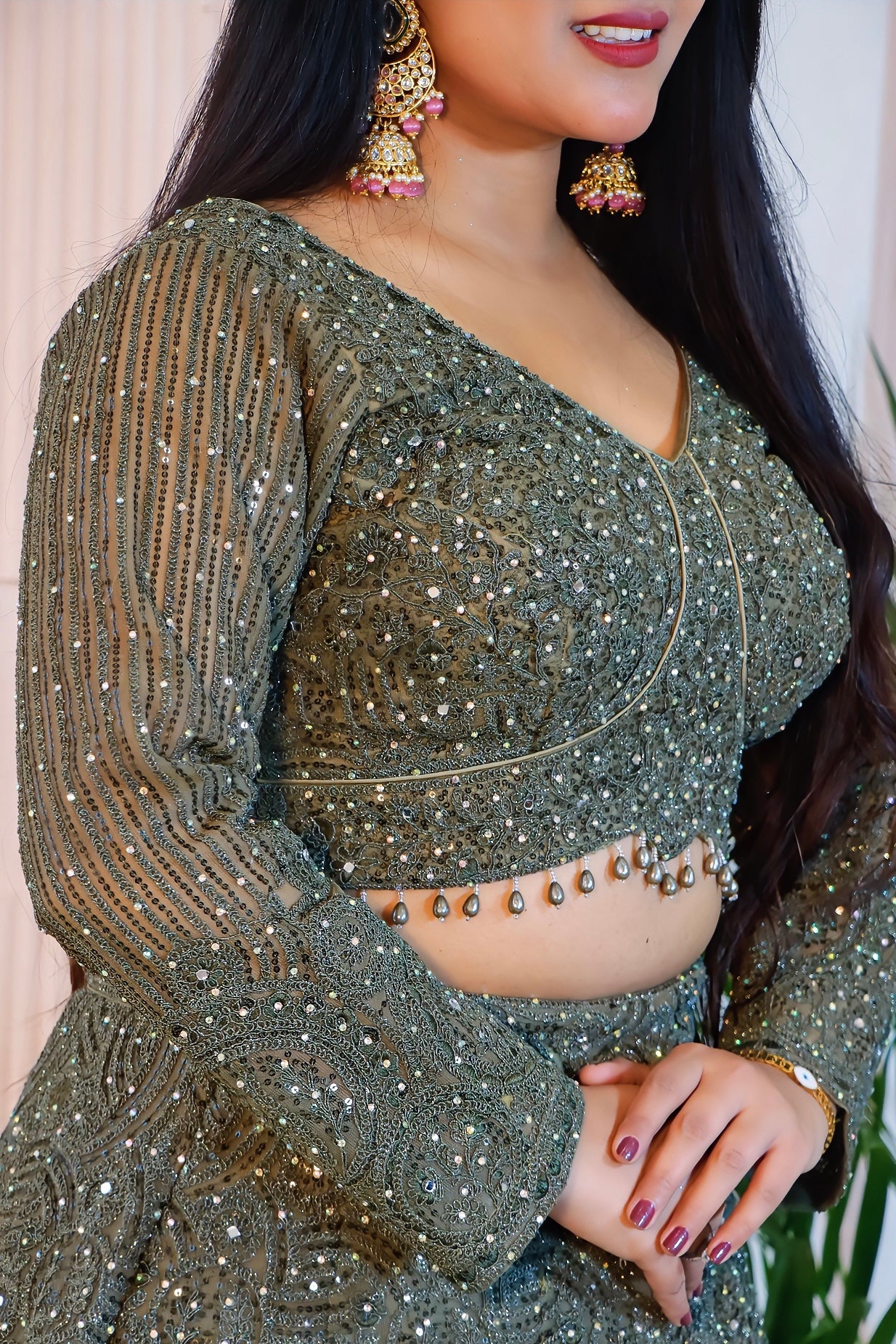 Mehndi Green Bridal Lehenga