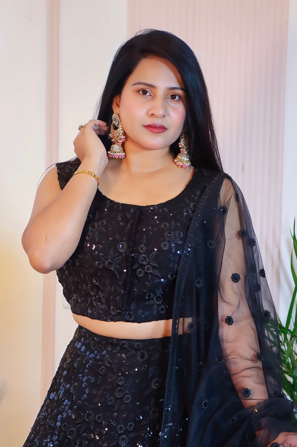 Black Crop Top Lehenga