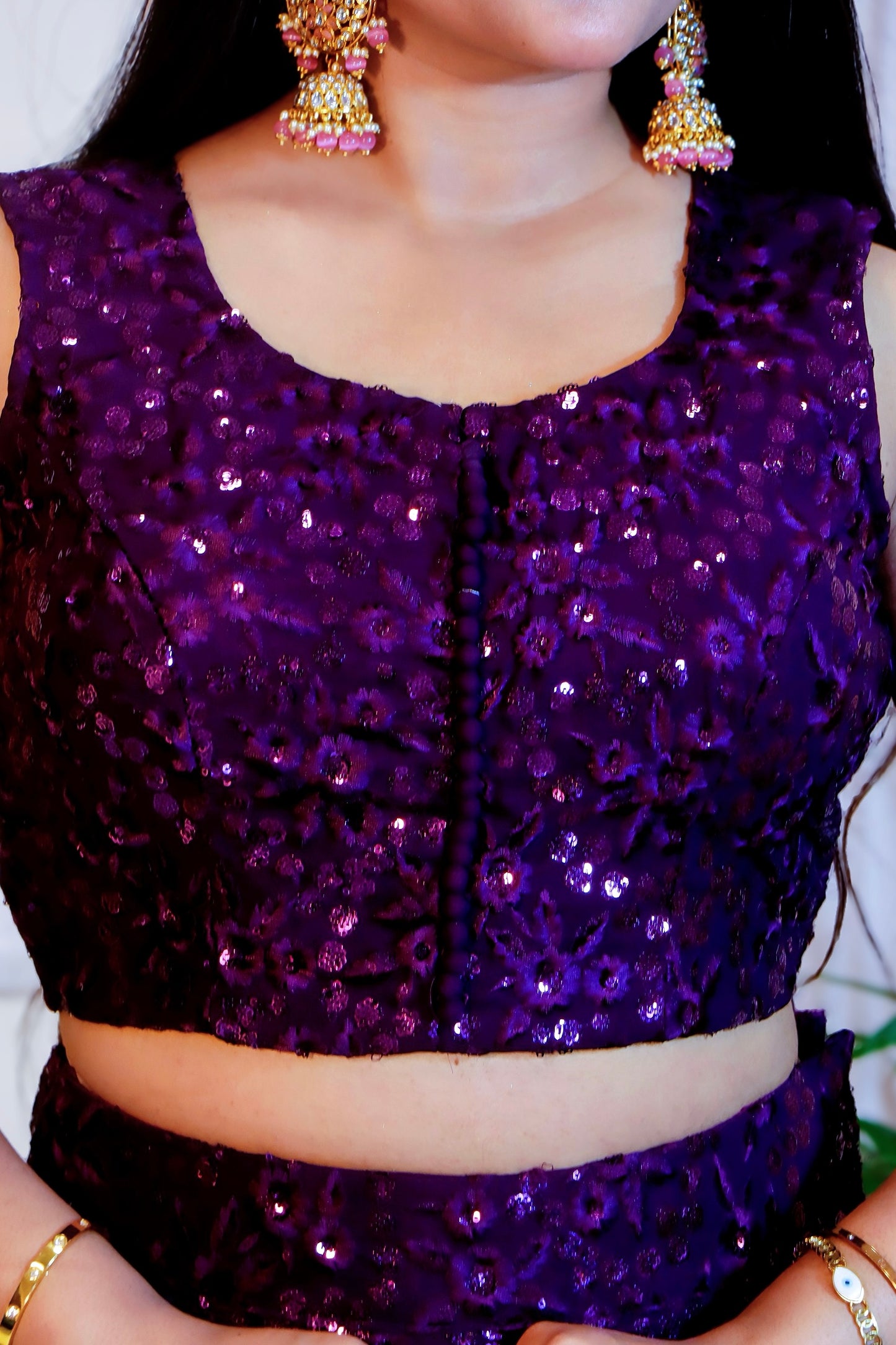 Wine Crop Top Lehenga