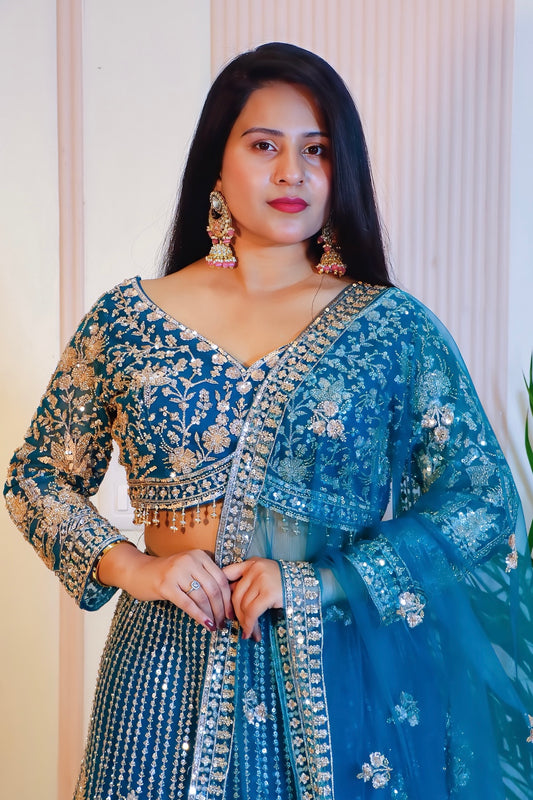 Teal Blue Lehenga