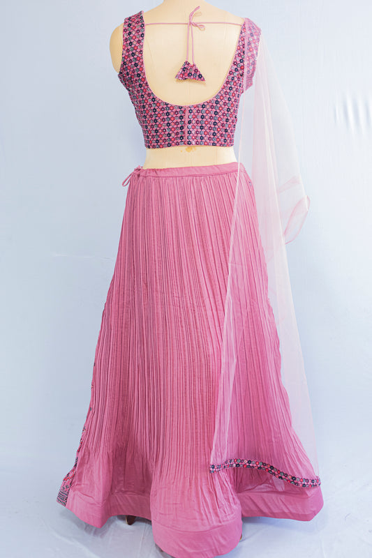 Crop Top Lehenga in Pink