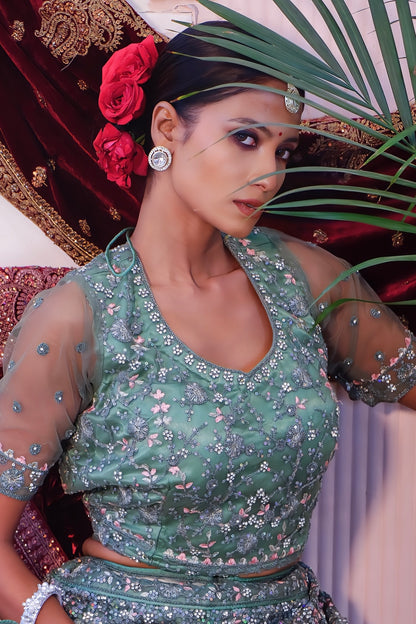 Soft Sage Lehenga