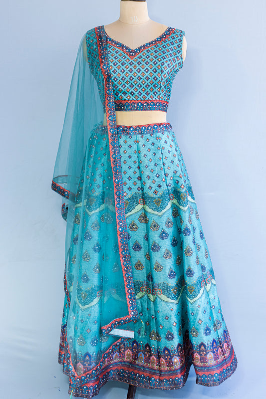 Banarasi Silk Crop Top Lehenga