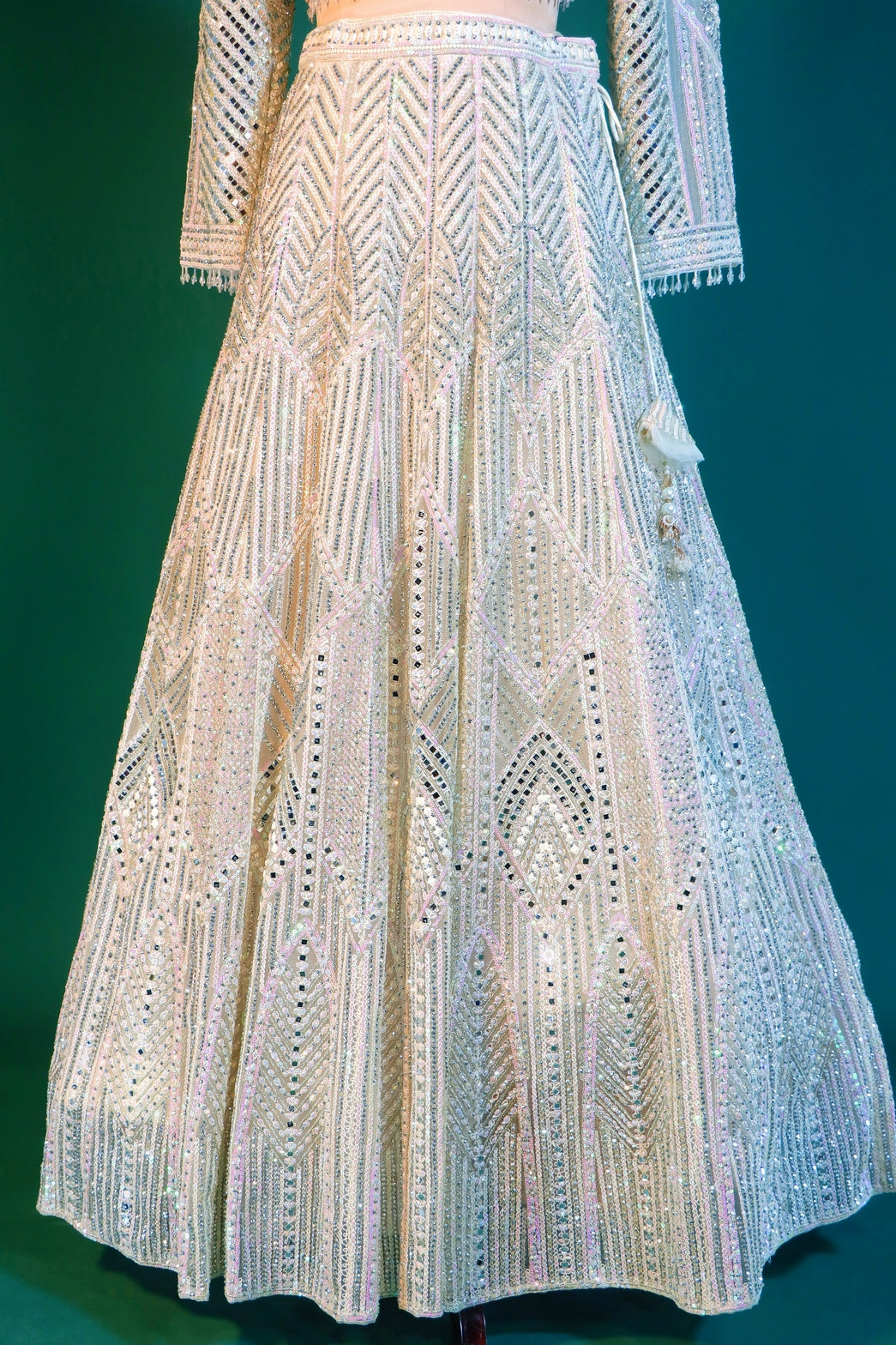 Off White Crop Top Lehenga