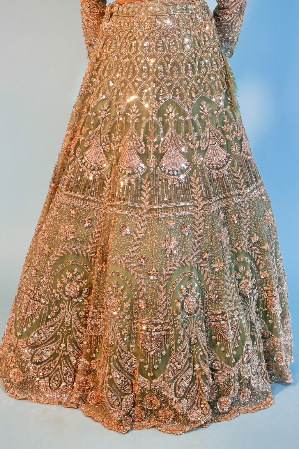 Mint Green Net Crop Top Lehenga