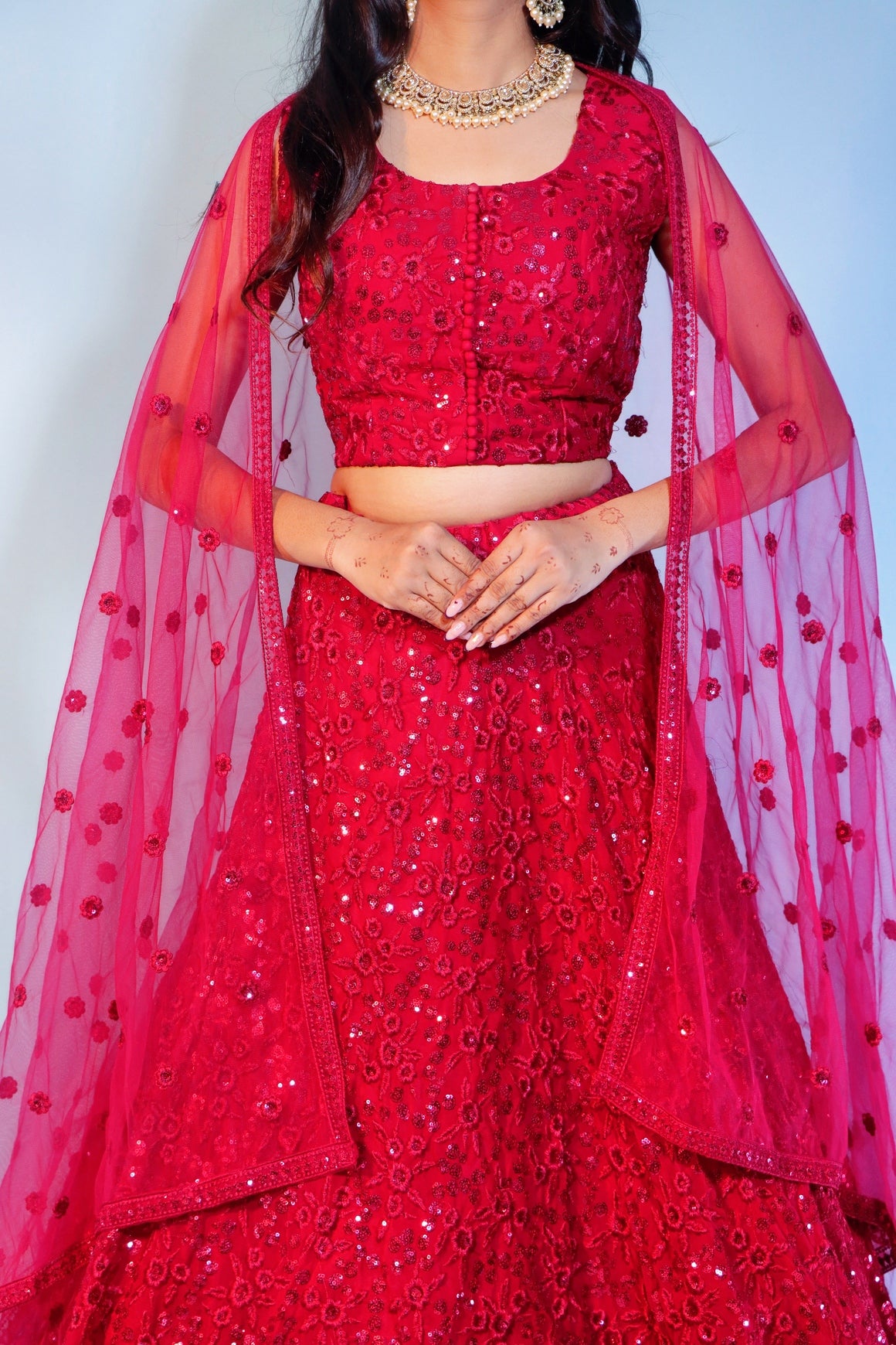 Red Crop Top Lehenga