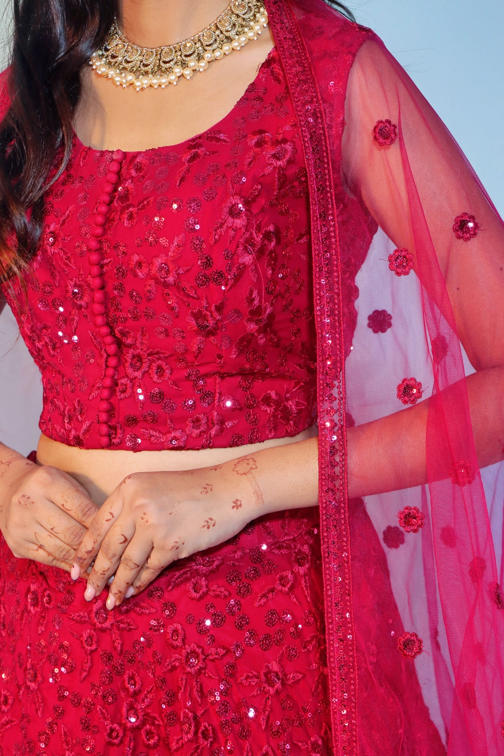 Red Crop Top Lehenga