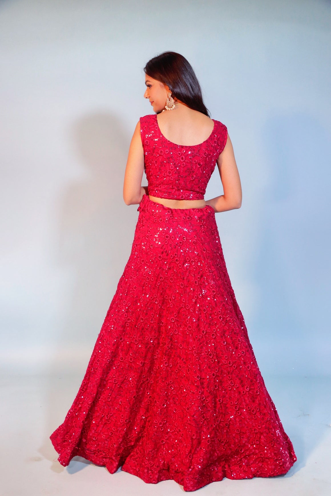 Red Crop Top Lehenga
