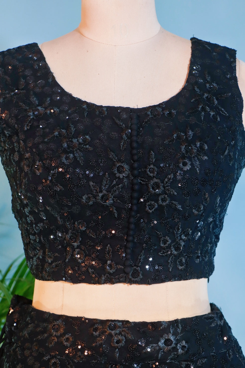 Black Crop Top Lehenga