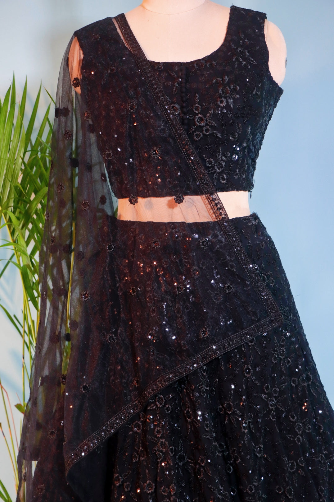 Black Crop Top Lehenga