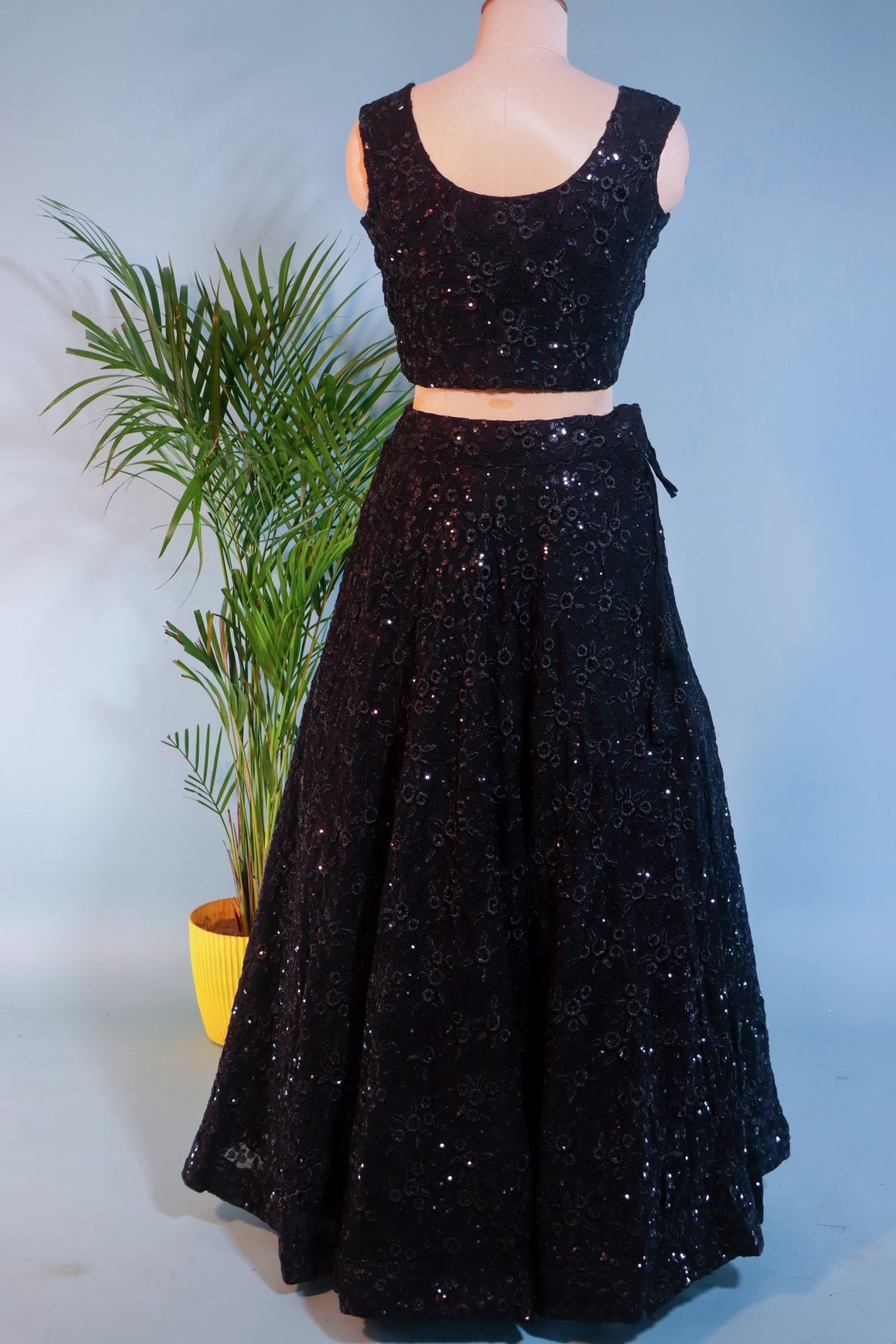 Black Crop Top Lehenga