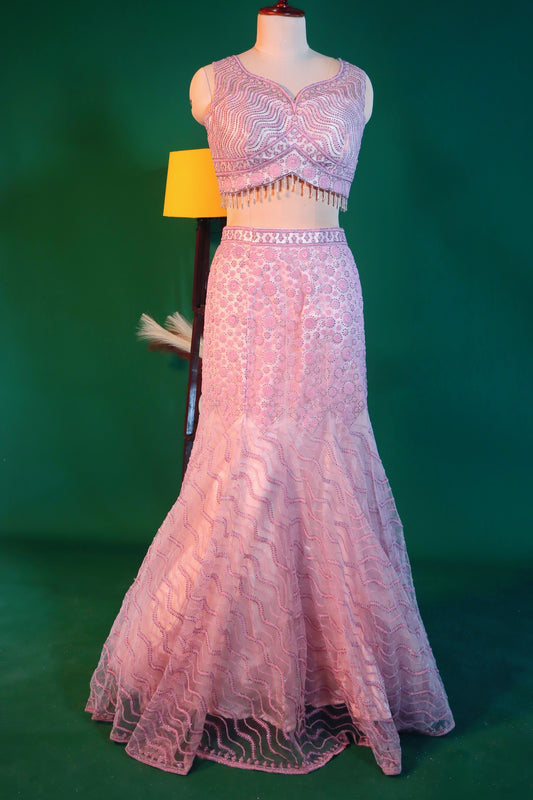 Pink Fish-Cut Lehenga