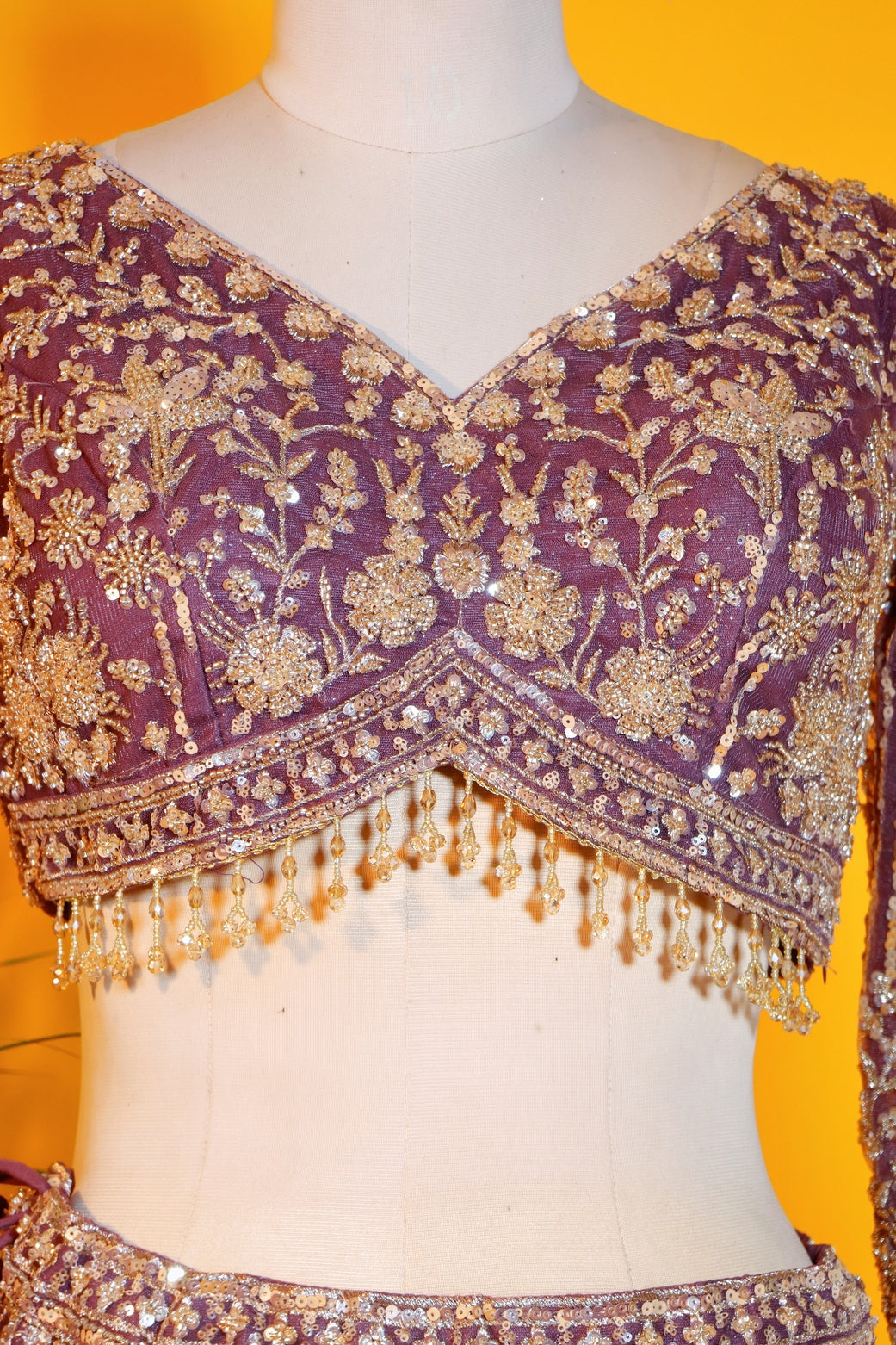 Pink Net Crop Top Lehenga