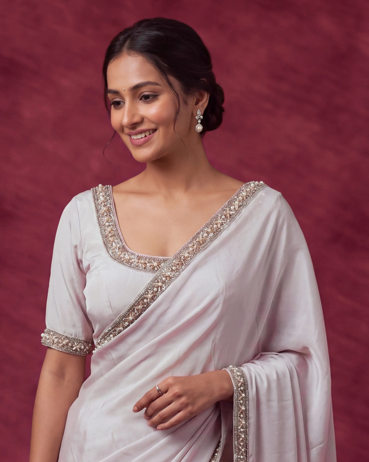 Heavenly pink saree with blouse, without the cape
