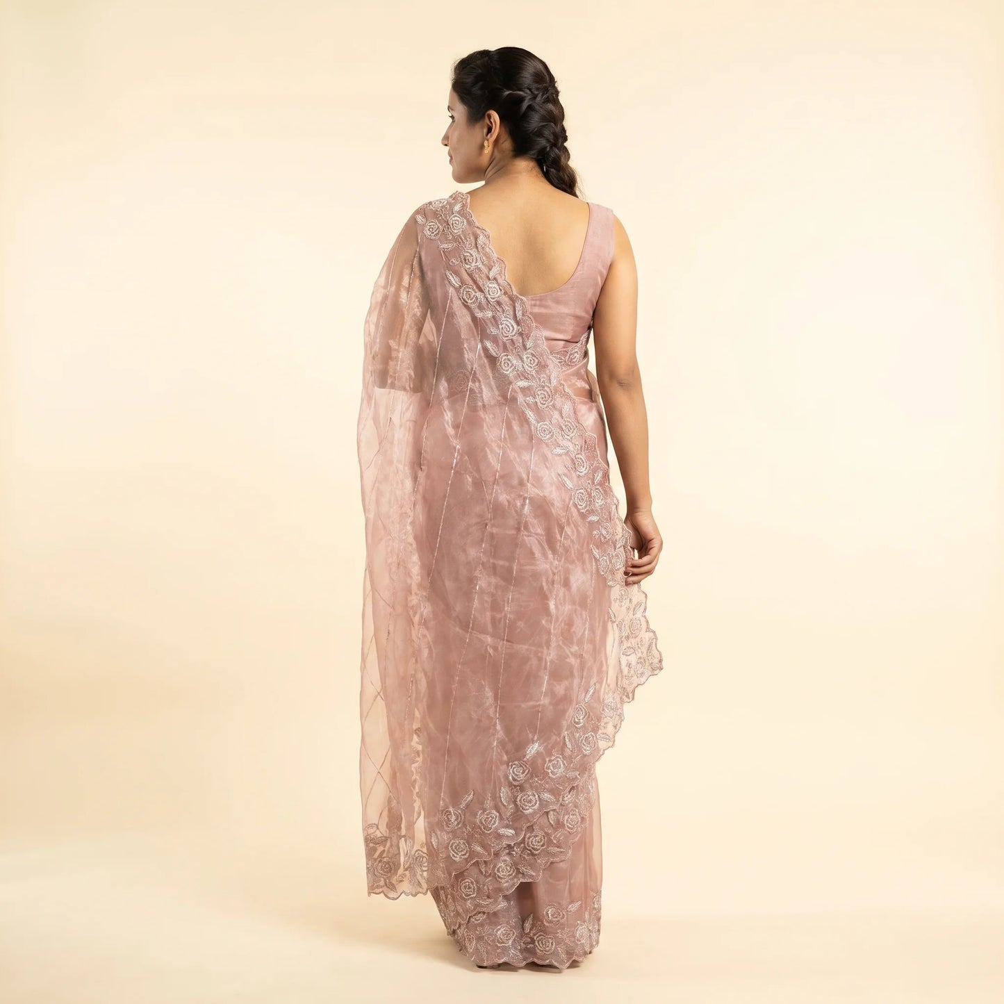Dusky Pink Shimmer Saree
