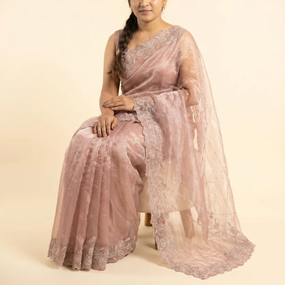 Dusky Pink Shimmer Saree