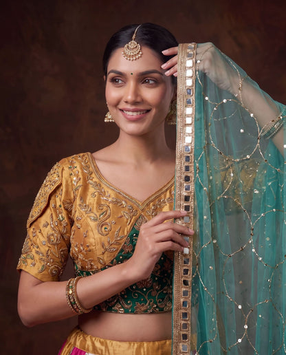 Blouse and dupatta border, close up