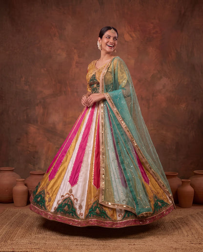 Multicolour lehenga, twirl