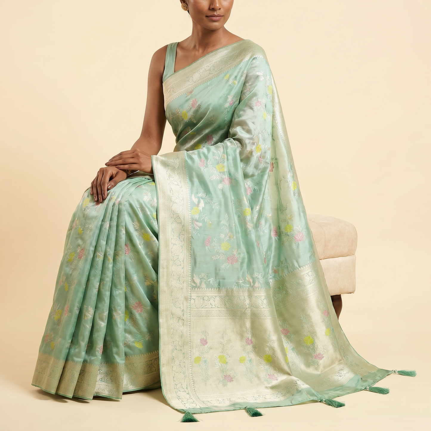 Pista Green Silk Saree