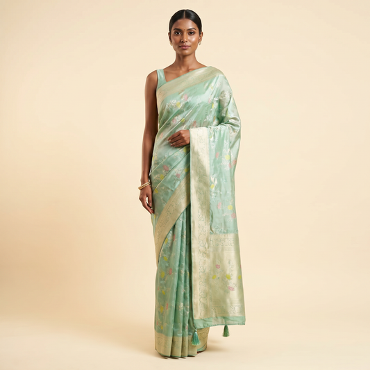Pista Green Silk Saree