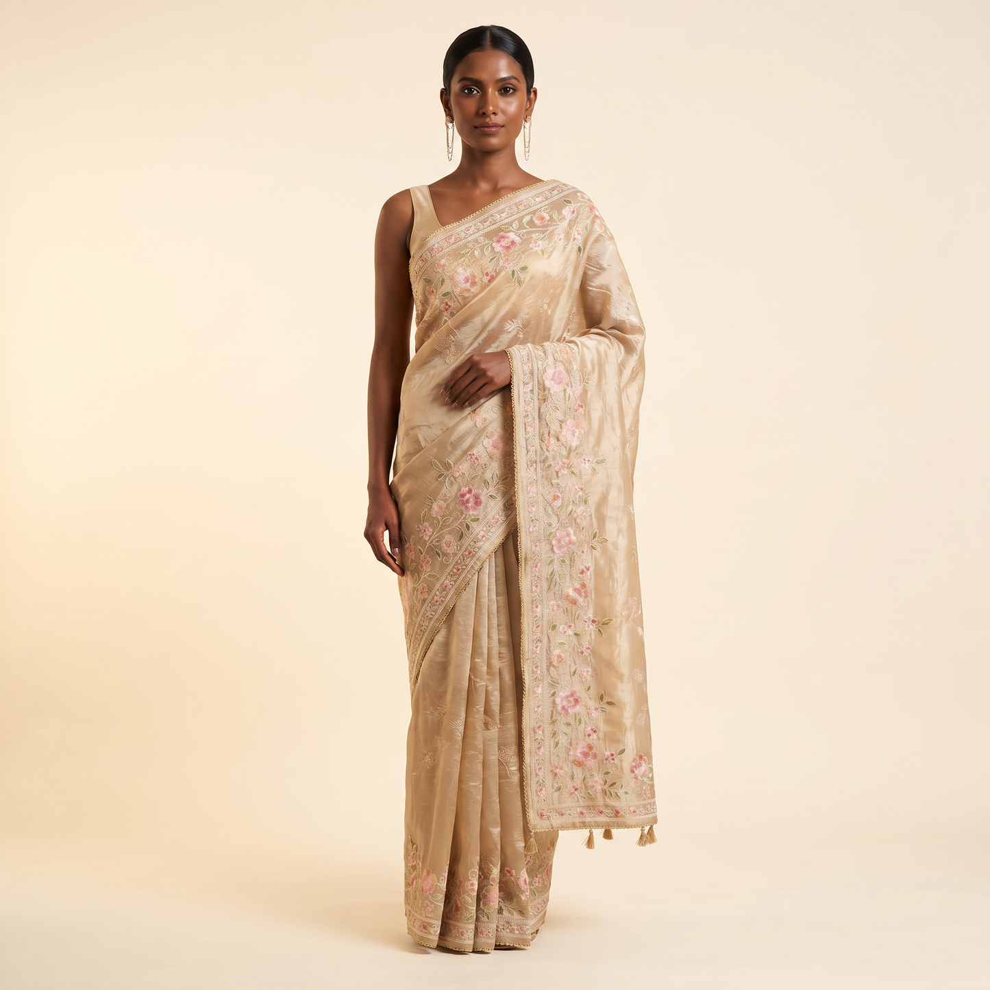 Elegant Beige Silk Saree
