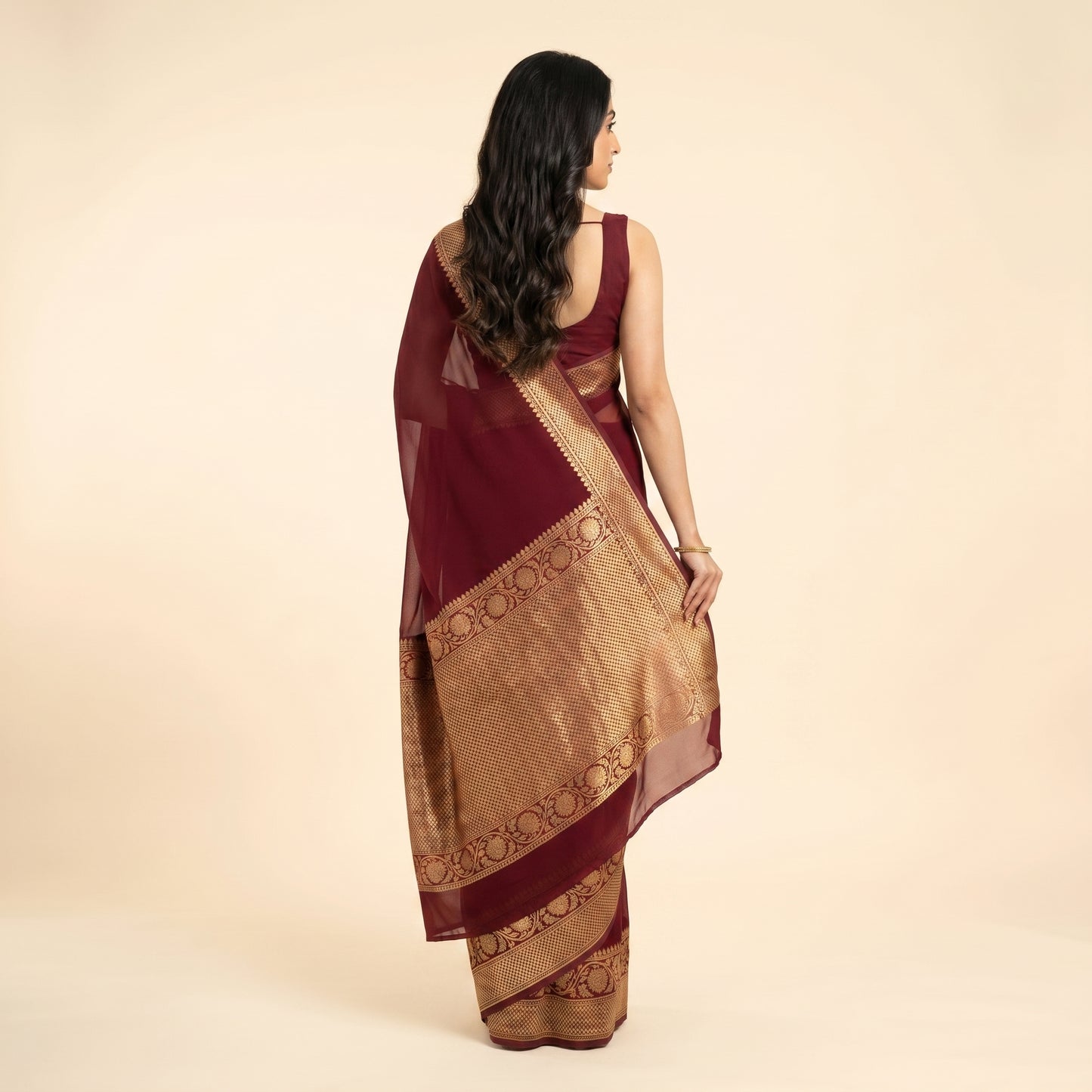 Maroon Georgette Saree