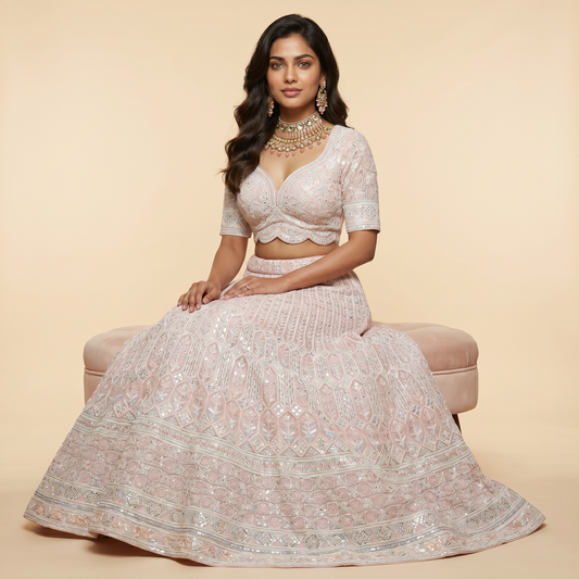 Baby Pink Embroidered Lehenga
