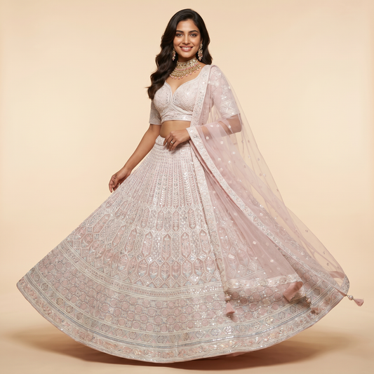 Baby Pink Embroidered Lehenga